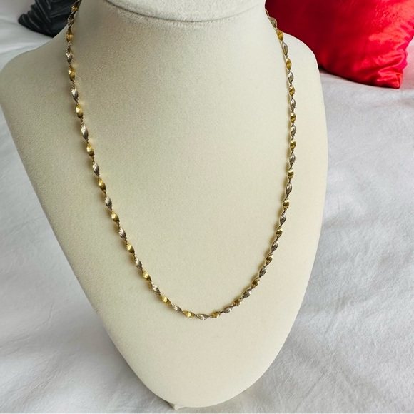 Jewelry - Sterling Silver 925 Gold Twisted Herringbone Necklace Chain